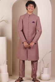 Old Rose Moonga Achkan Set