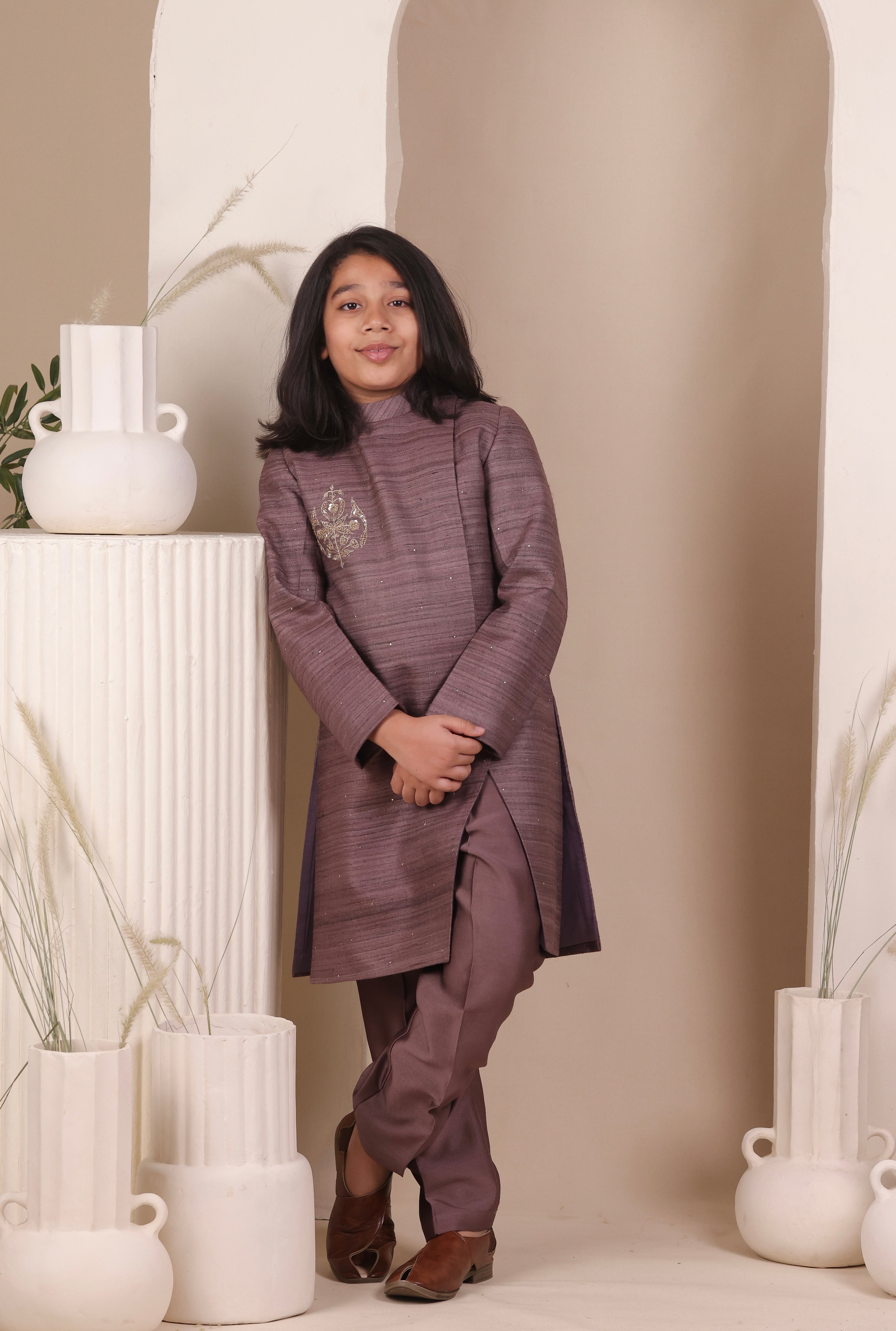 22c Grape Slit Achkan Set