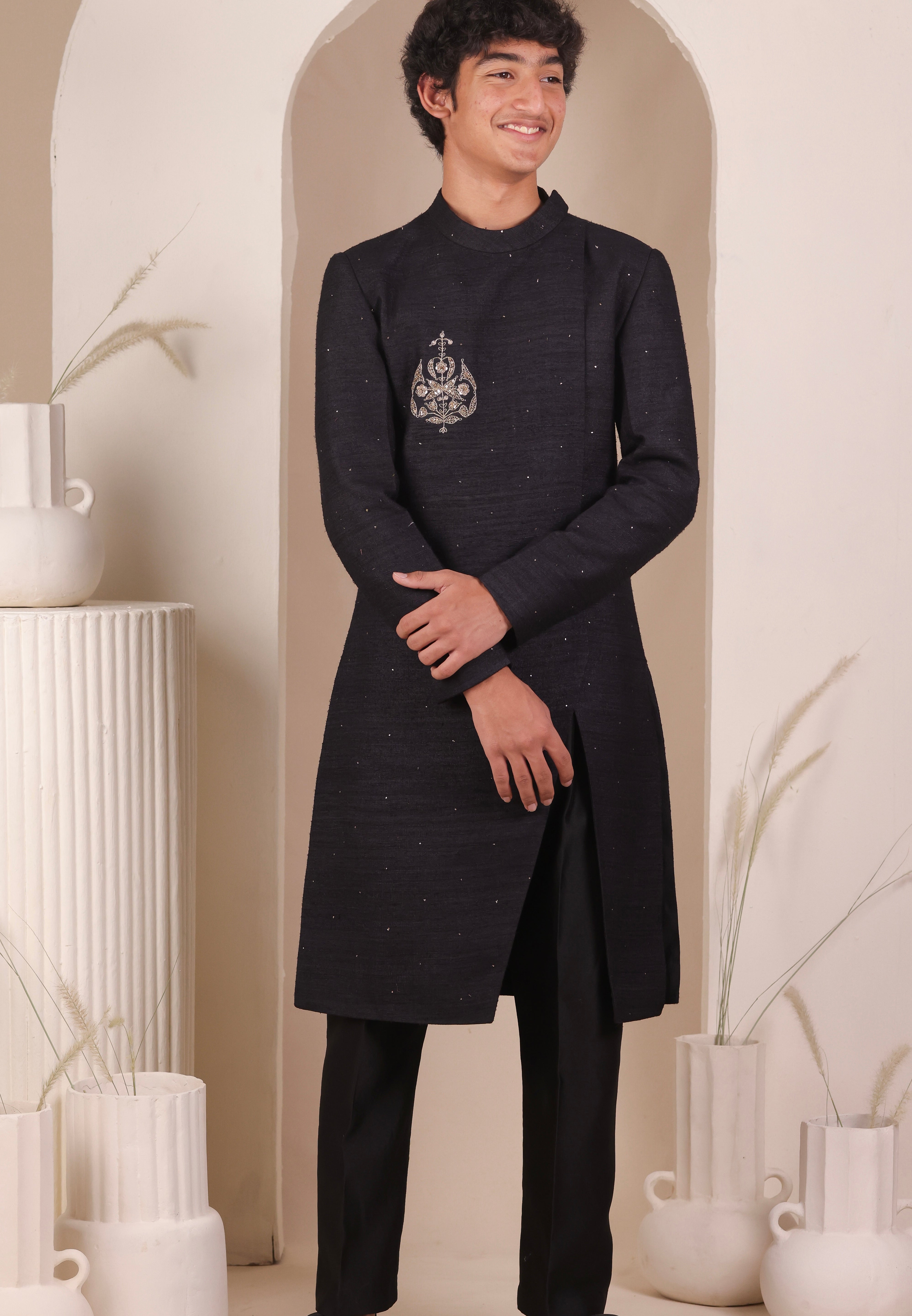 Shadow Slit Achkan Set