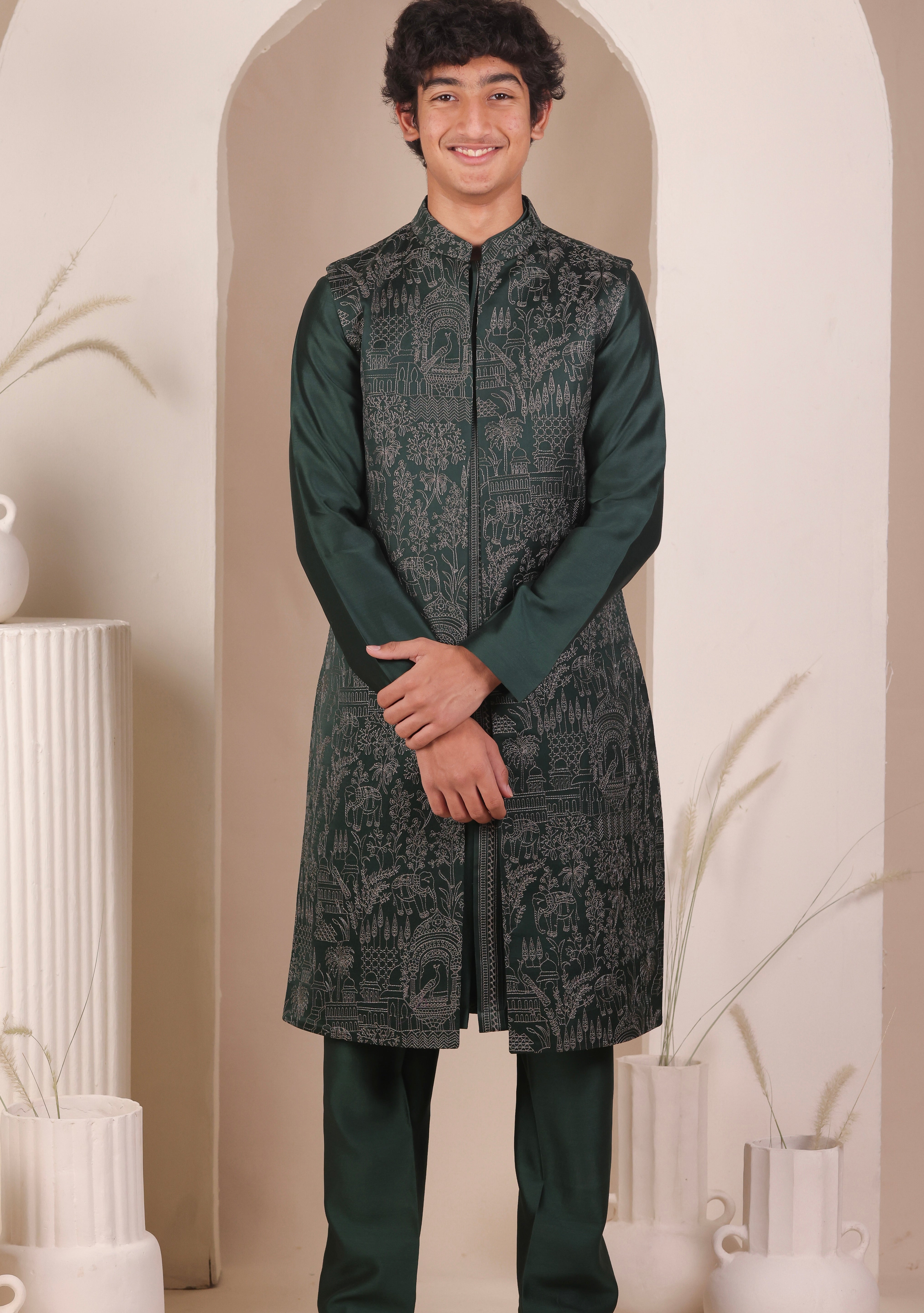 Bottle Green Jacket Set