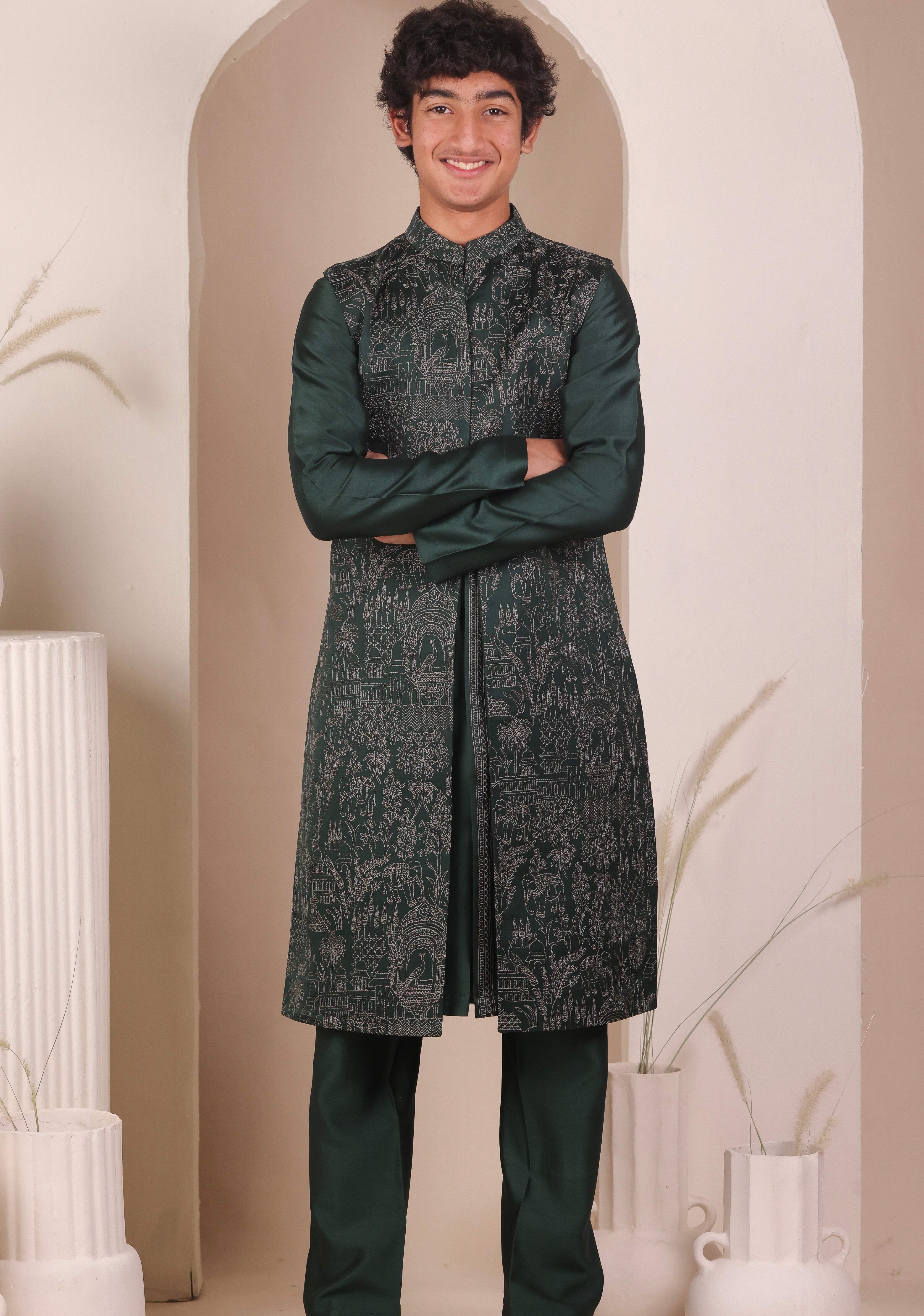 Bottle Green Jacket Set