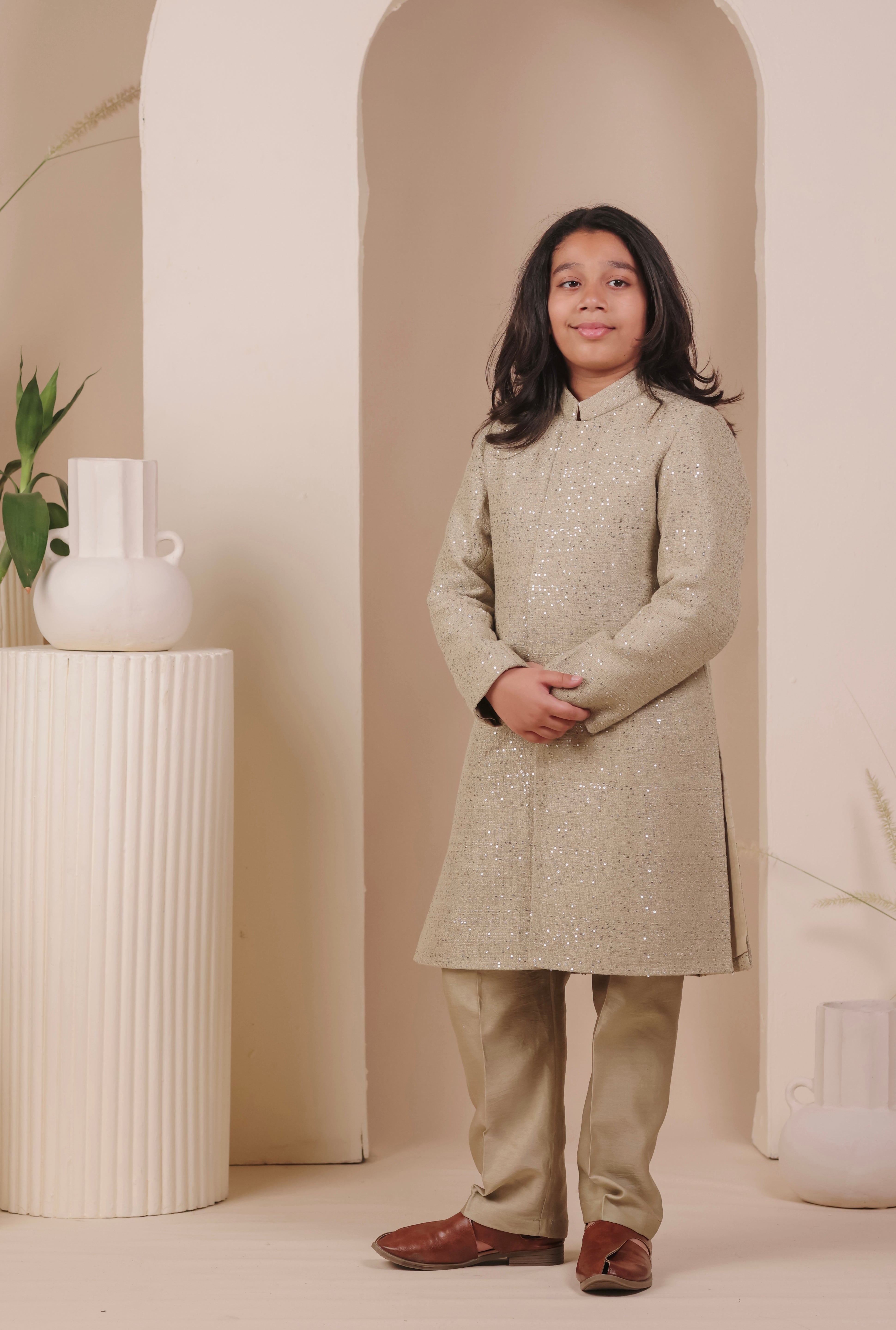 Mint Haze Achkan Set