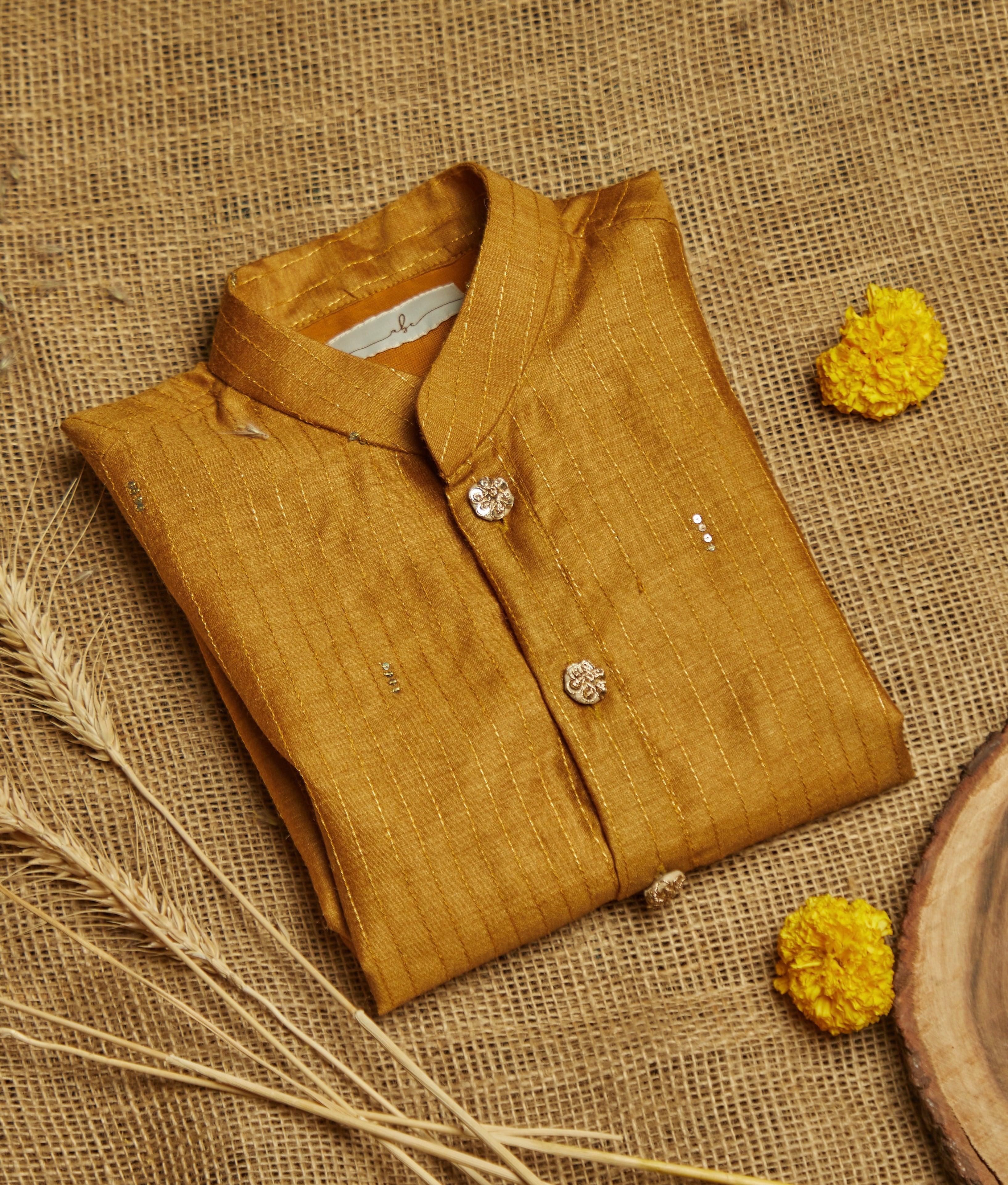 Mustard Moonga Kurta Set