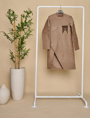 Ash Grey Slit Achkan Set