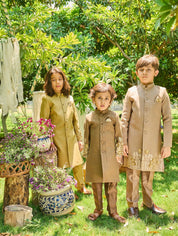Mocha Brown Hand Embroidered Achkan Set