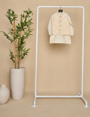 Off White-Yellow Kurta Jacket Set