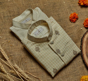 Off White Embroidered Kurta Jacket Set