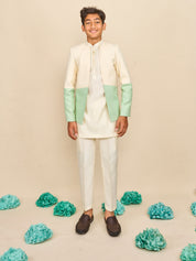 Ivory-Green Bandhgala Set