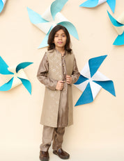 Brownish-Grey Long Jacket Set