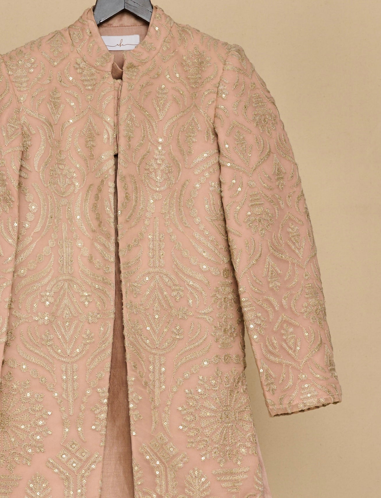 Old Rose Embroidered Achkan Set