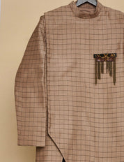 Ash Grey Slit Achkan Set