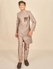 Ash Grey Slit Achkan Set
