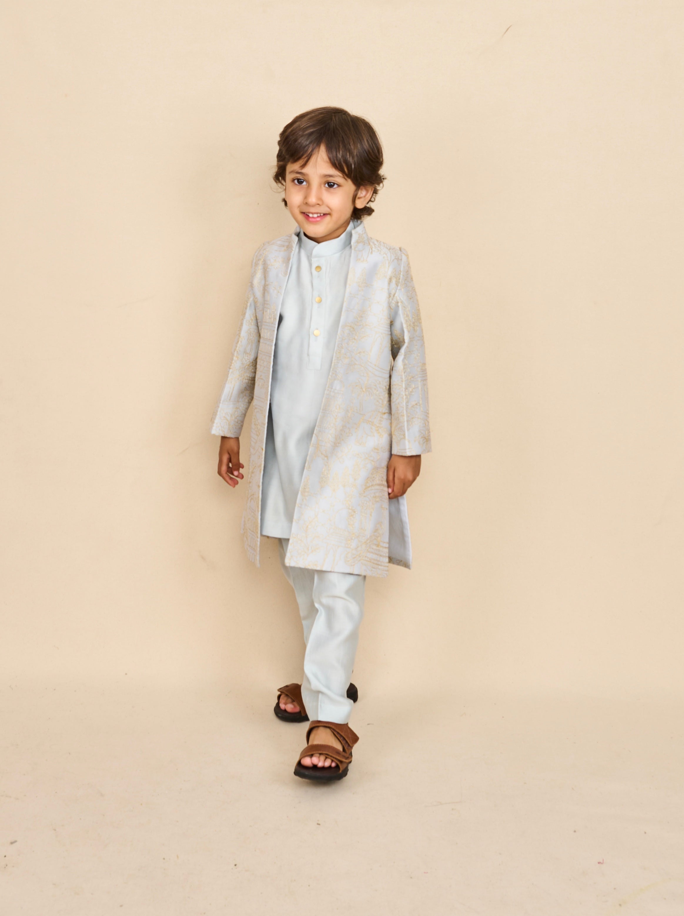 Baby Blue Open Achkan Set