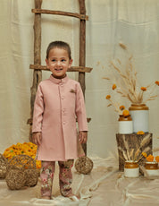 Onion Pink Floral Achkan Set