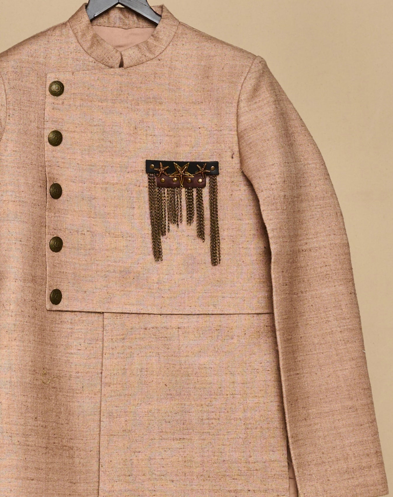 Nude Colour Layered Achkan Set