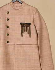 Nude Colour Layered Achkan Set