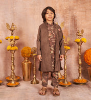 Grey Suede Open Achkan Set