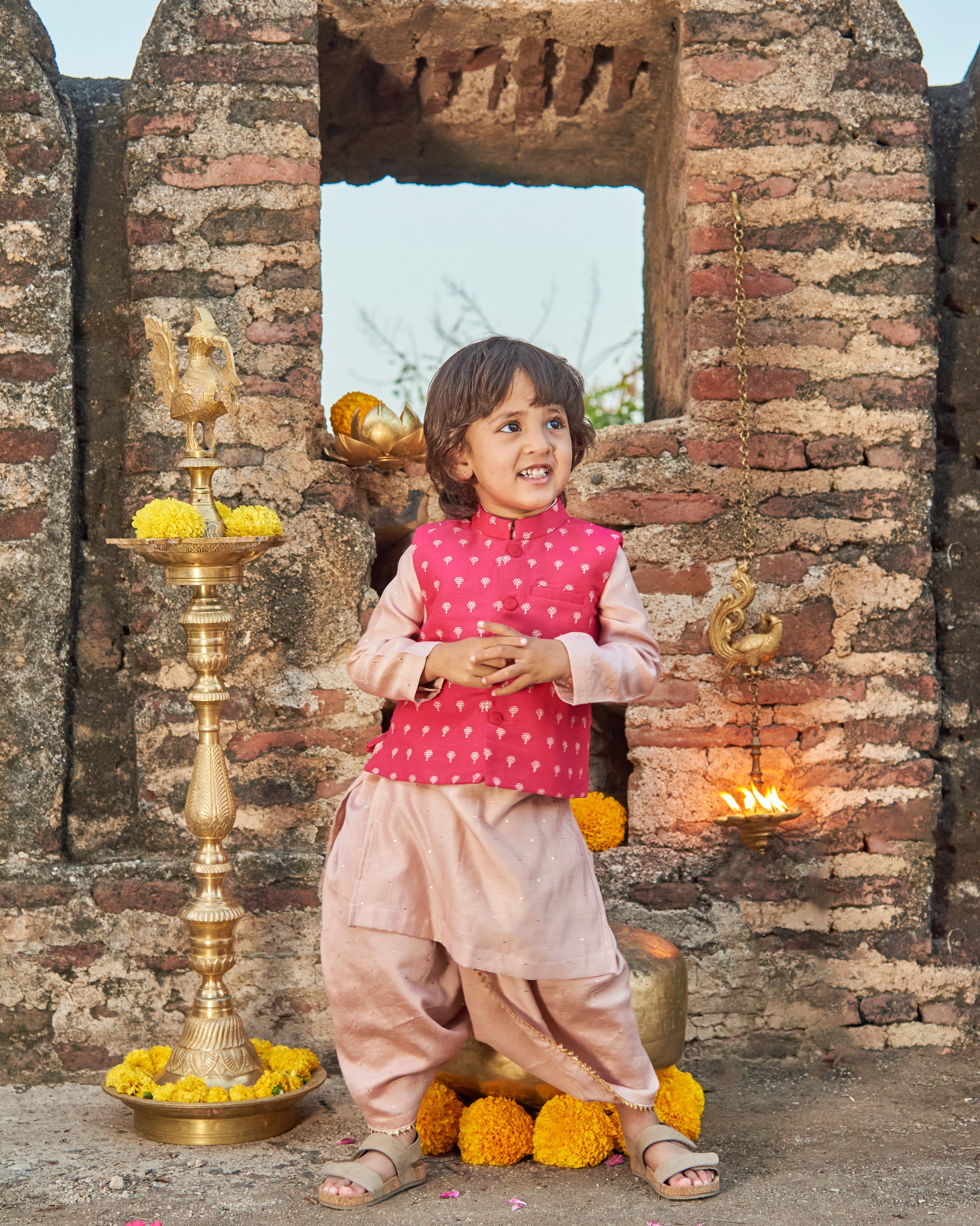Baby Pink Kurta Dhoti Set