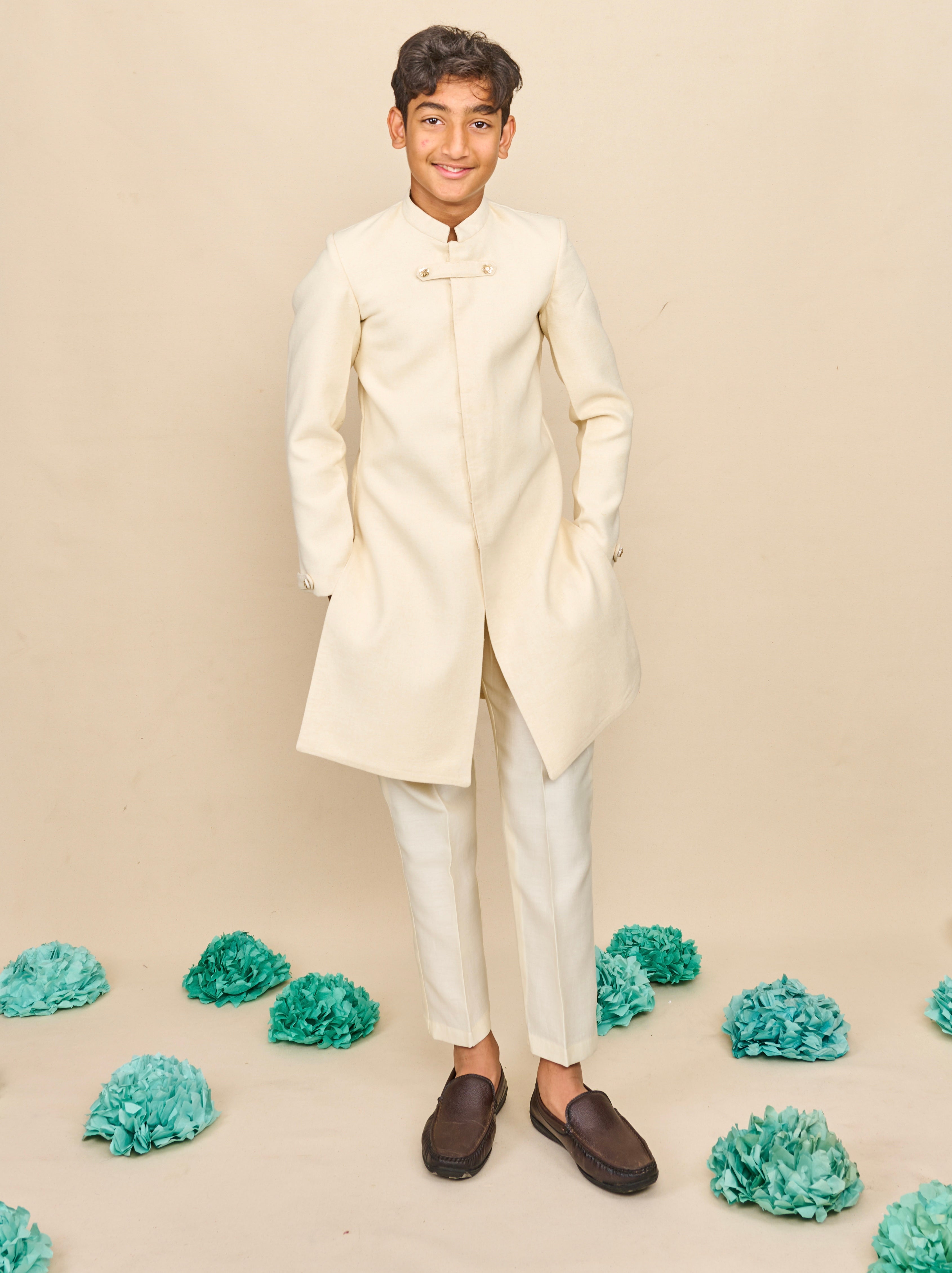 Ivory Cotton Matka Achkan Set