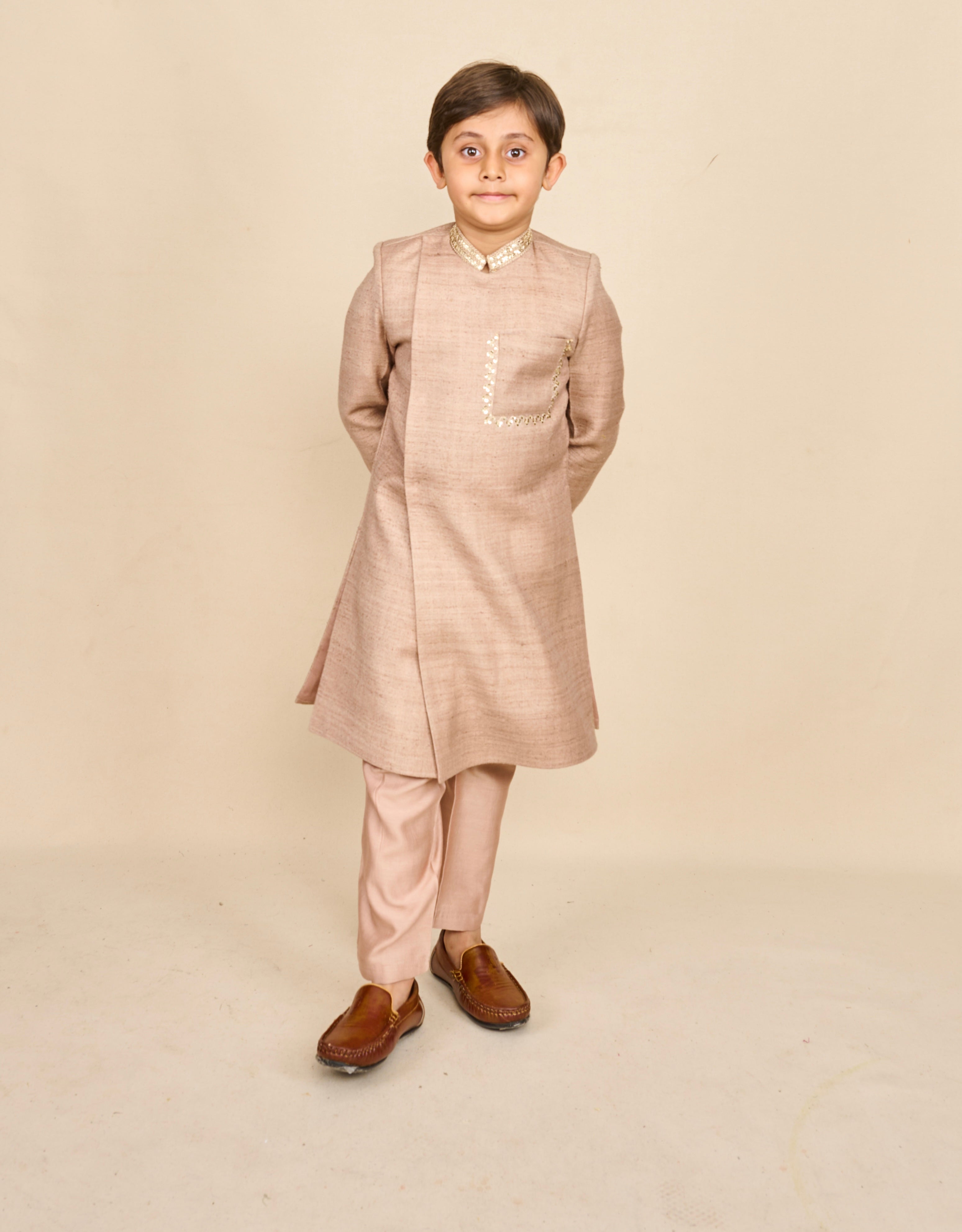 Nude Double Matka Achkan Set