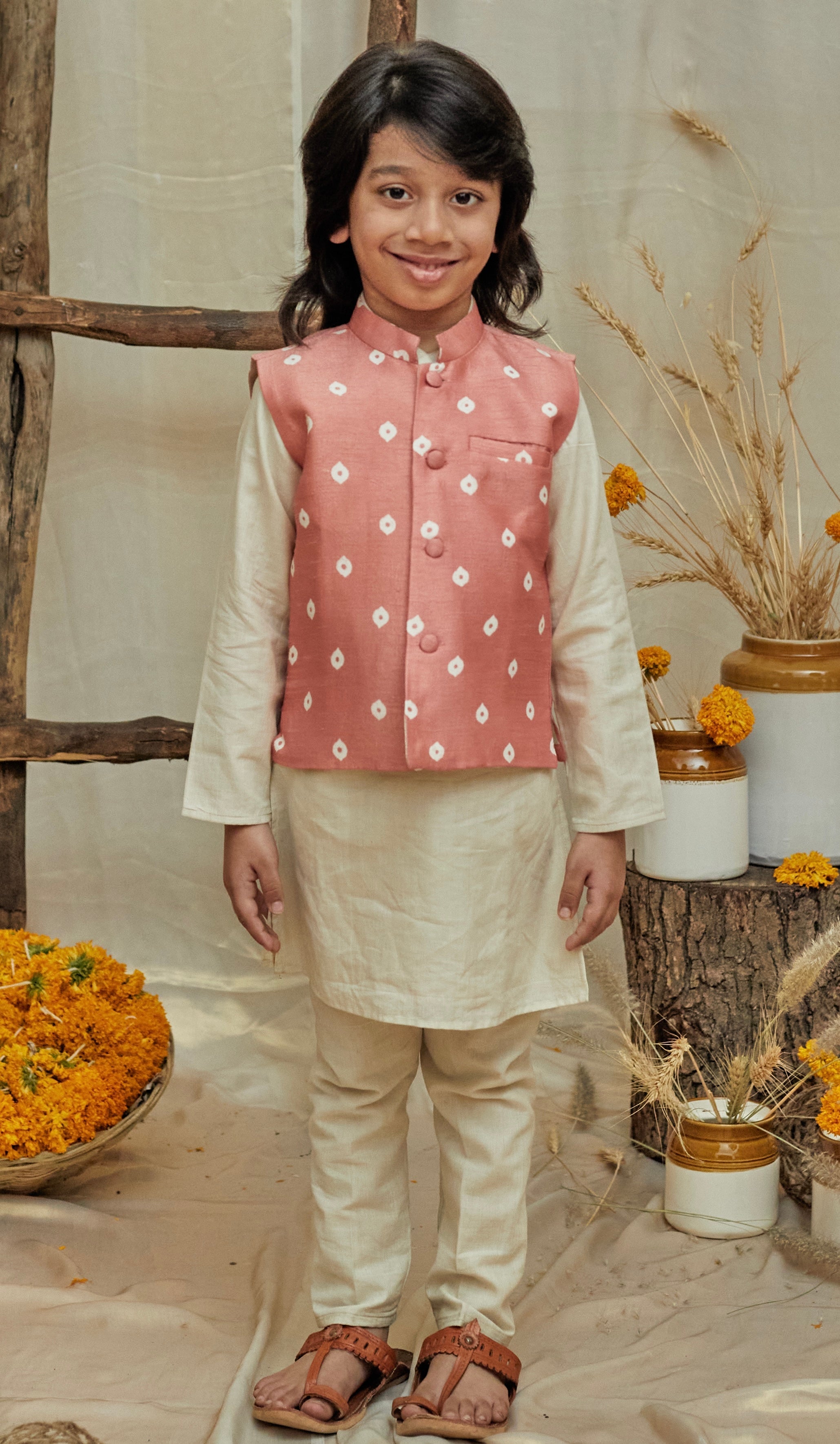 Coral Printed Kurta Jacket Set