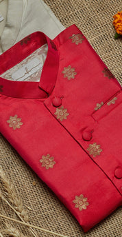 Magenta Pink Brocade Kurta Jacket Set