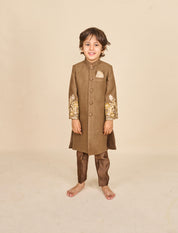 Mocha Brown Hand Embroidered Achkan Set