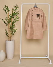 Nude Colour Layered Achkan Set