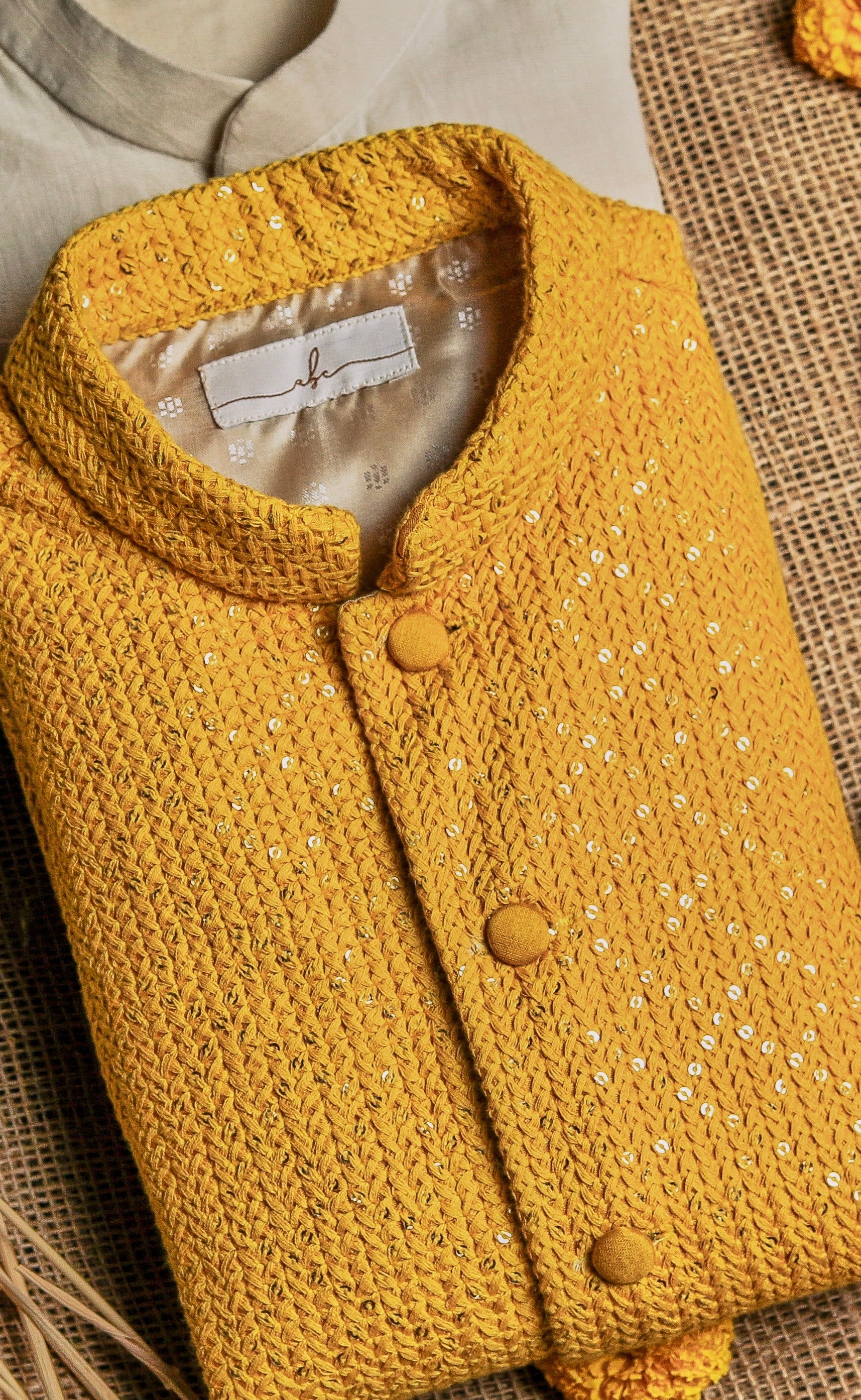Yellow Lakhnavi Kurta Jacket Set
