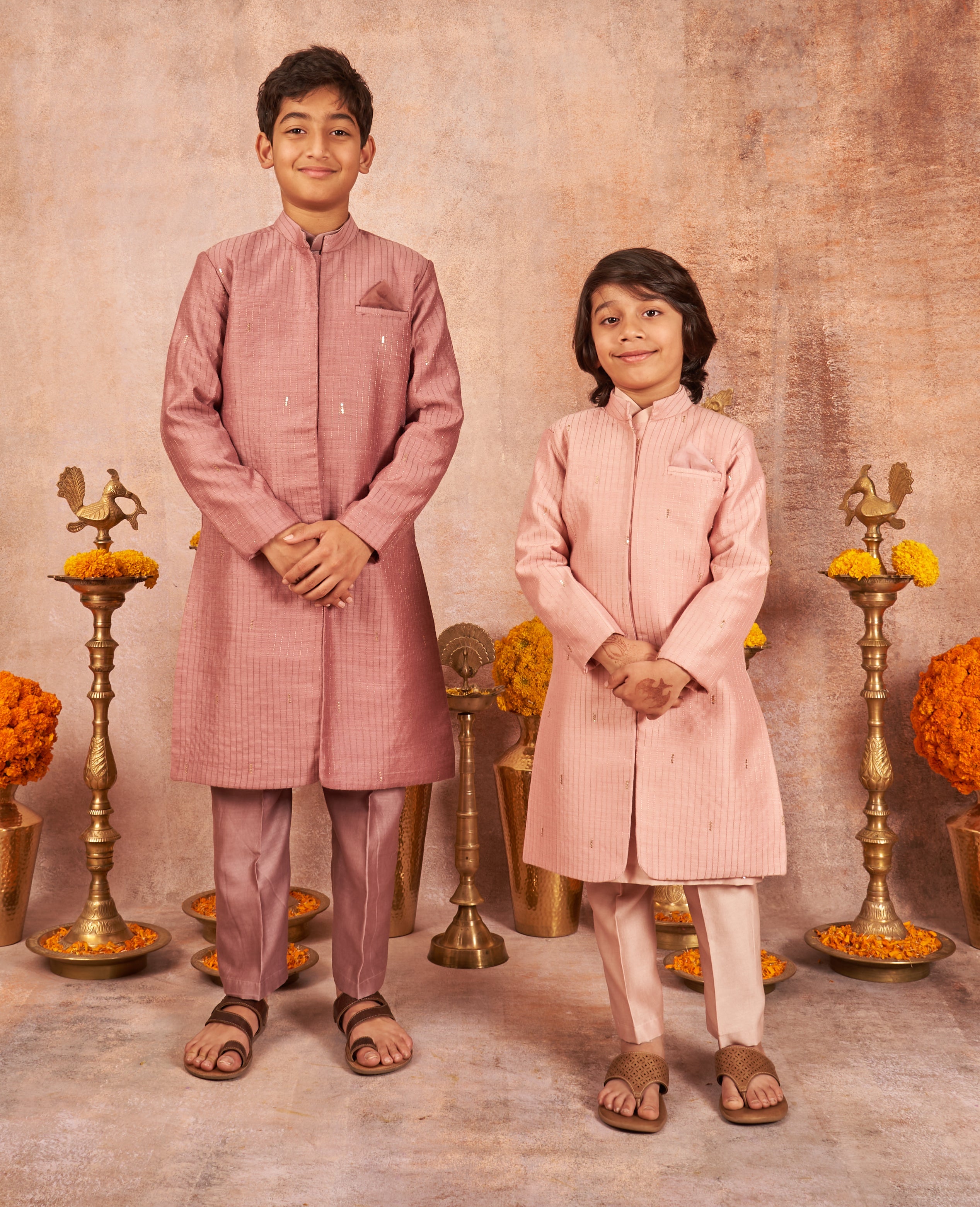 Mauve Handloom Achkan Set
