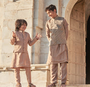 Grey Organza Kurta Jacket Set