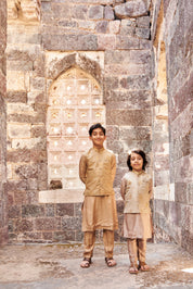 Beige Moonga Kurta Jacket Set