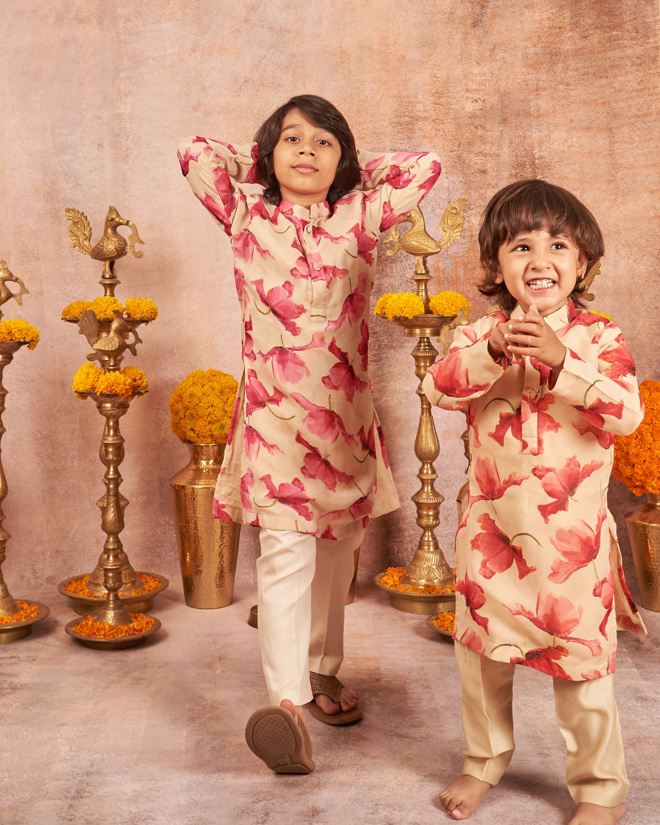 Printed Georgette pink Kurta Set