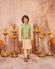Green Zari Kurta Jacket Set