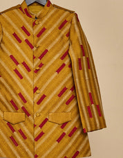 Dijon Mustard Embridered Short Achkan Set