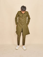 Seaweed Green Quilted Achkan Set