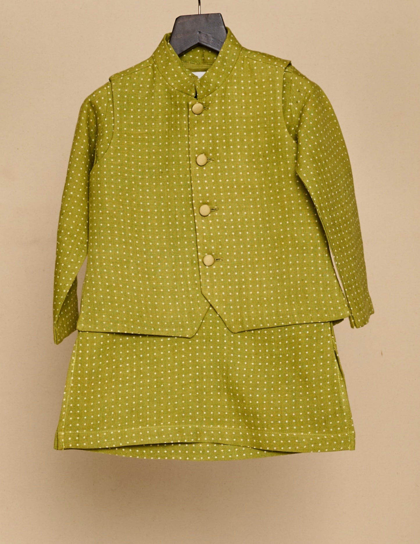 Pear Green Linen Kurta Jacket Set