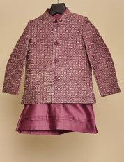 Wine Zari Bandhgala Set
