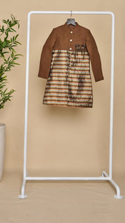 Mocha Brown-Copper Tassar Achkan Set