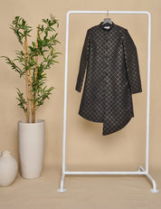 Pitch Black Mukaish Achkan Set