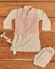 Old Rose Lakhnavi Kurta Jacket Set