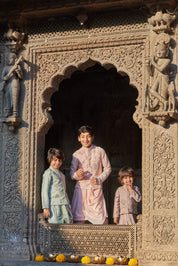 Light Brown Drape Kurta Jacket Set