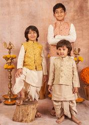 Yellow Moonga Zari Kurta Dhoti Set