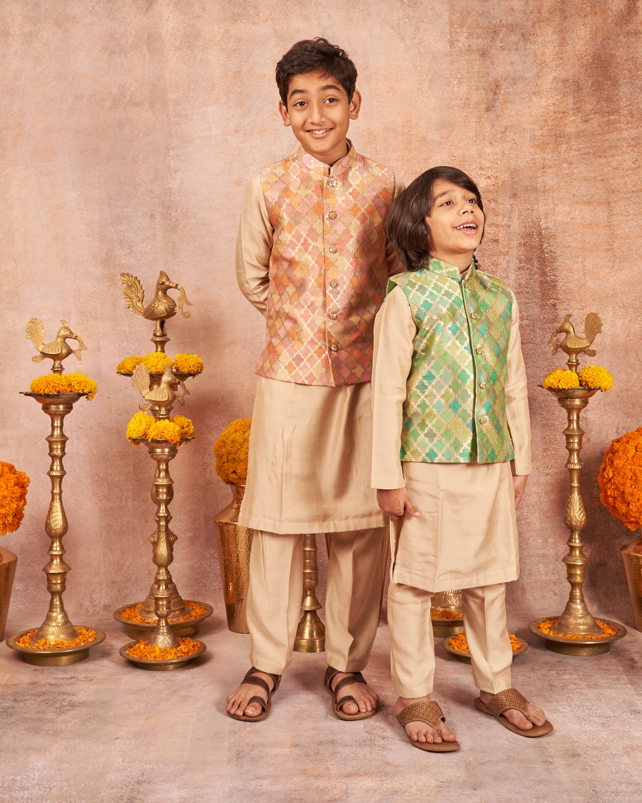 Green Zari Kurta Jacket Set