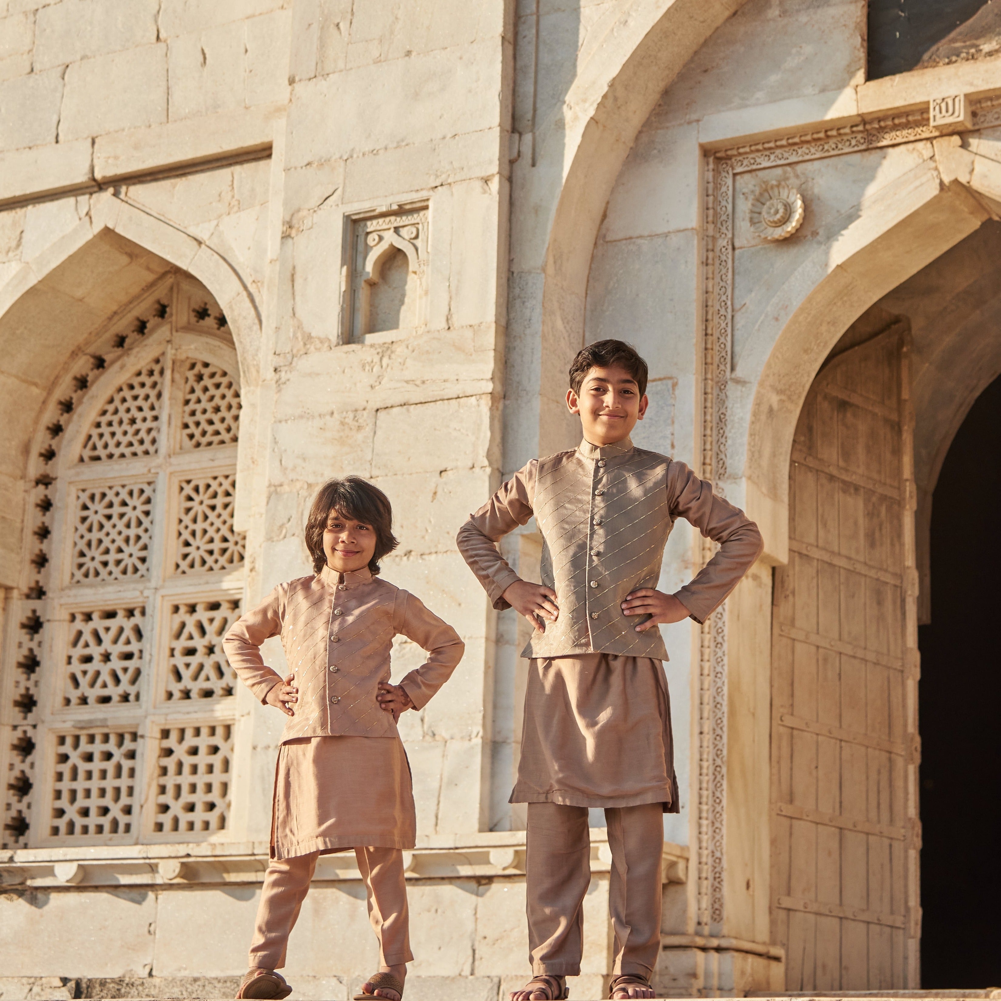 Grey Organza Kurta Jacket Set
