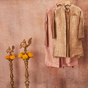 Olive Green Banarasi Achkan Set