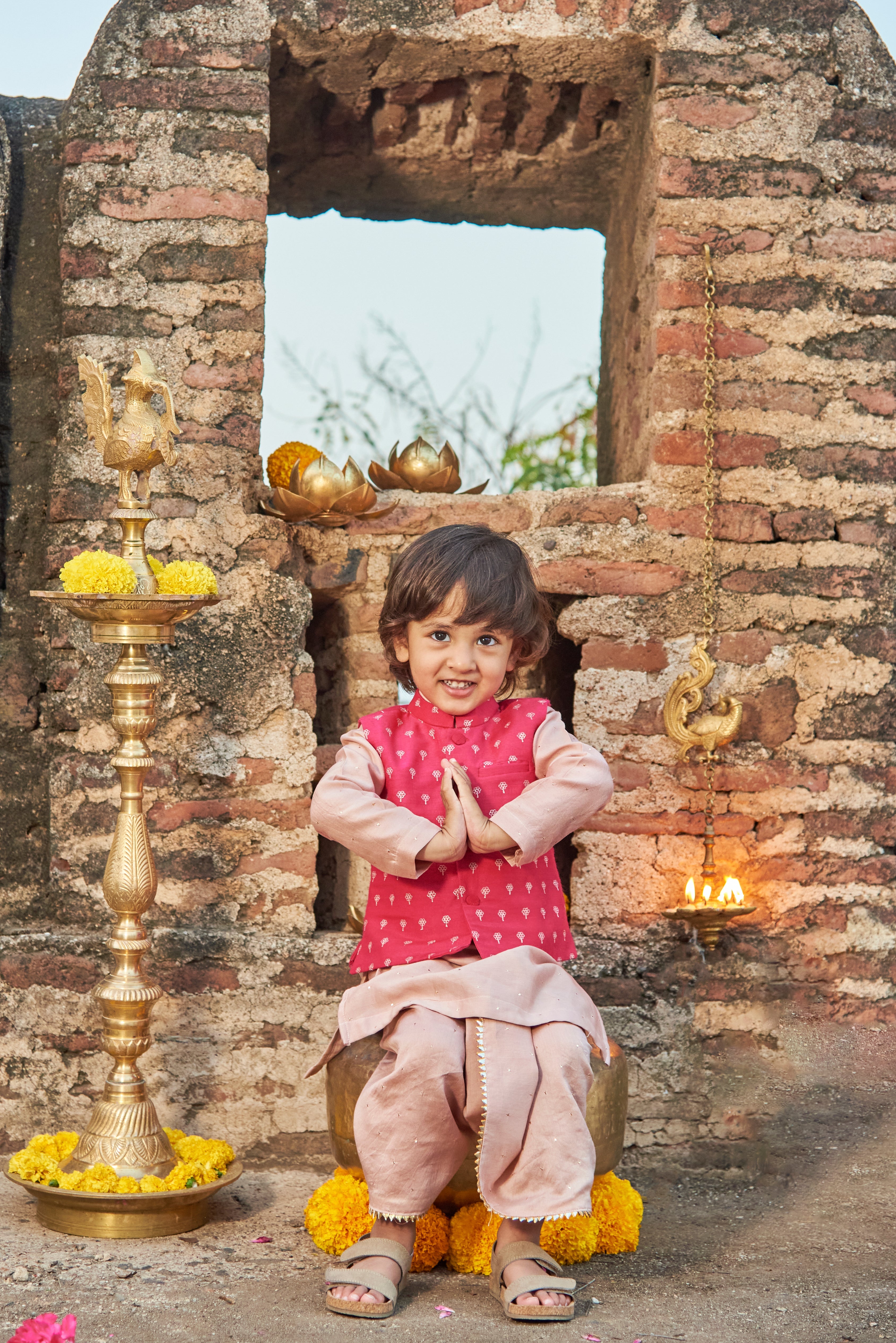 Baby Pink Kurta Dhoti Set