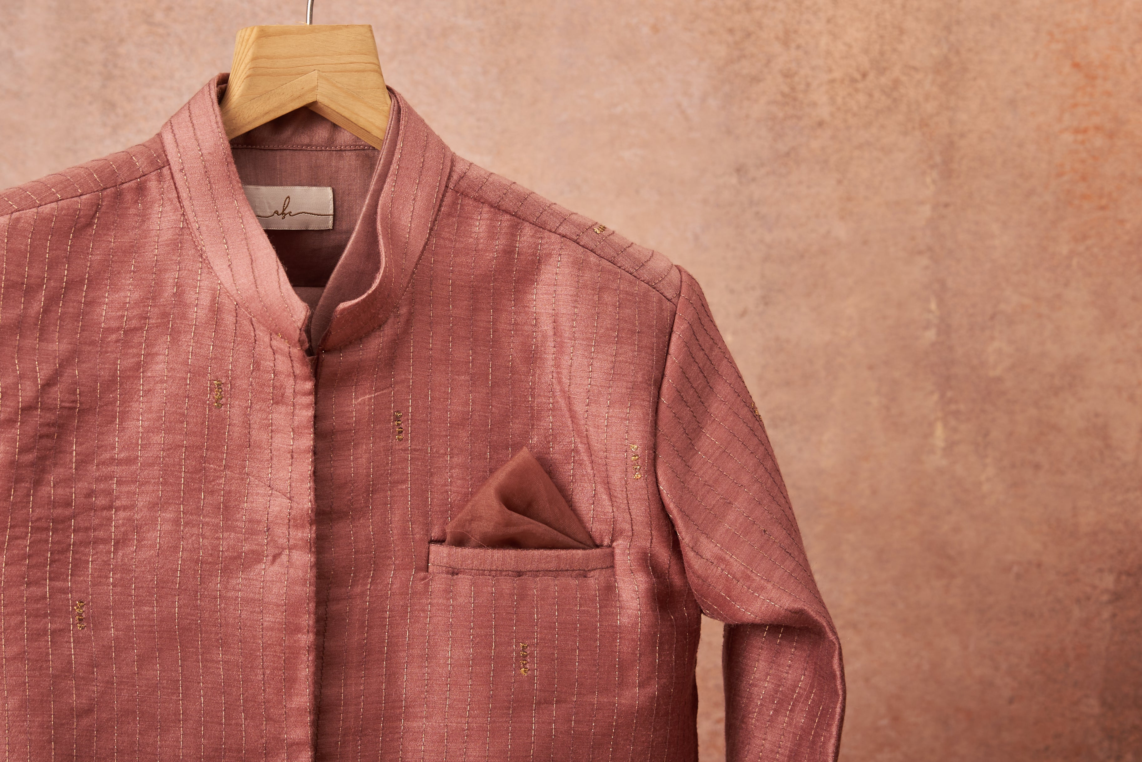 Mauve Handloom Achkan Set