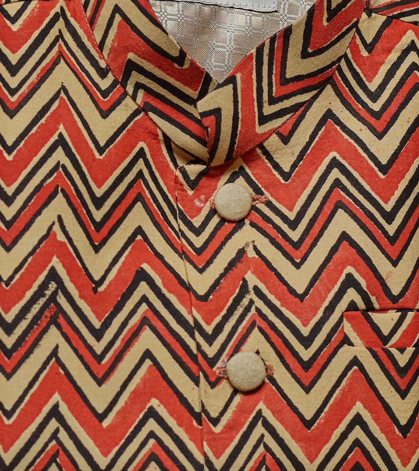 Orange Printed Kurta Jacket Set