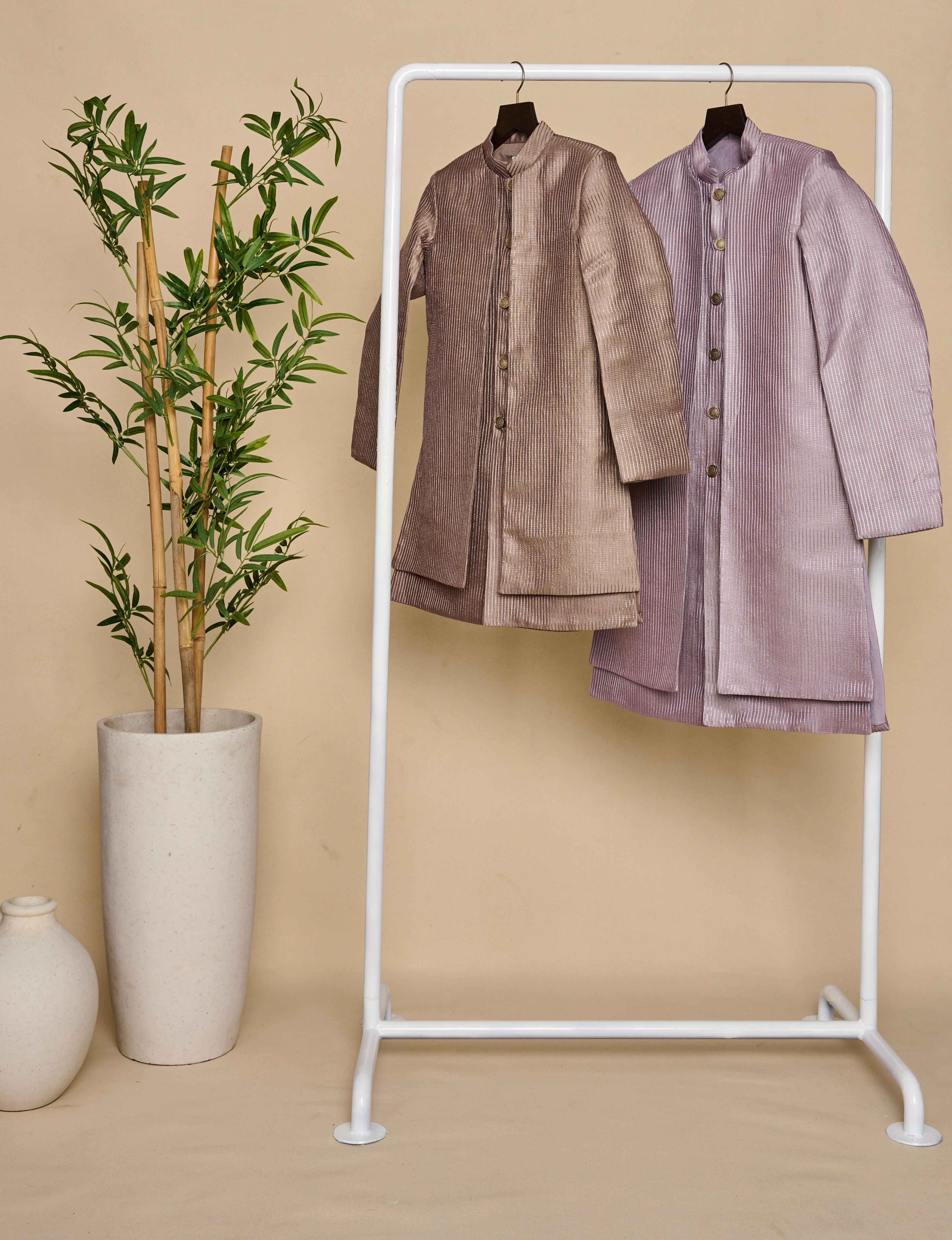 Brownish Grey Layered Achkan Set